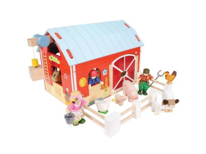 TV417 Red Barn Farm Fence Wooden Play Set