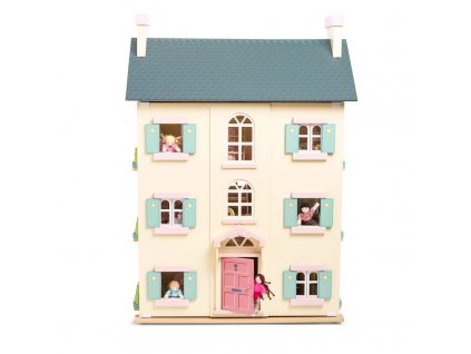 H150 Cherry Tree Hall Grey Pink Cream Large Wooden Dolls House Front Family