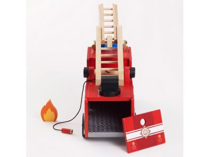 TV427 Red Wooden Fire Engine Truck Fireman Ladder
