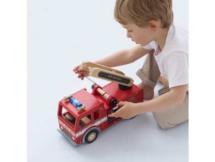 TV427 Red Wooden Fire Engine Truck Fireman Ladder