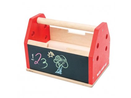 TV476 Tool Box Red Wooden Saw Hammer Spanner Drawer