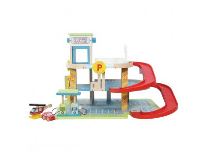 TV439 Le Grand Garage Mechanic Cars Helicopter Wooden Toy