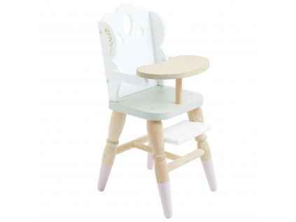 TV601 White Pink Gold Wooden Doll High Chair