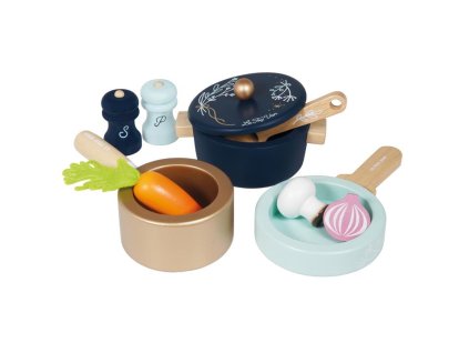 TV301 Pots Pans Cooking Wooden Toy Utensils
