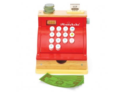 TV295 Cash Register Wooden Till Play Money Shop Supermarket