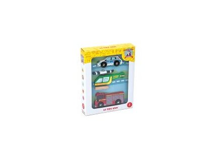 TV465 Emergency Wooden Vehicles Police Car Helicopter Fire Truck