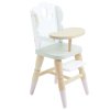 TV601 White Pink Gold Wooden Doll High Chair