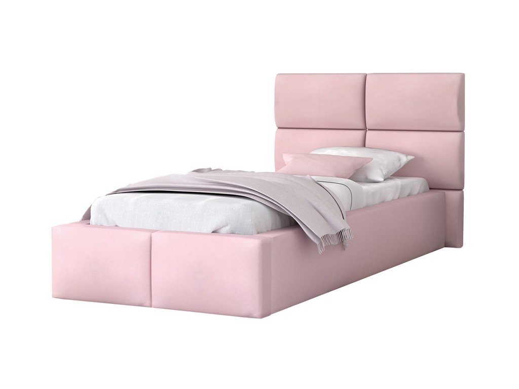 Čalúnená jednolôžková posteľ 90x200 Dony - ružová