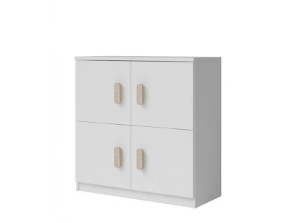 Komoda 4D, DTD laminová + ABS hrany, biela, SVEND