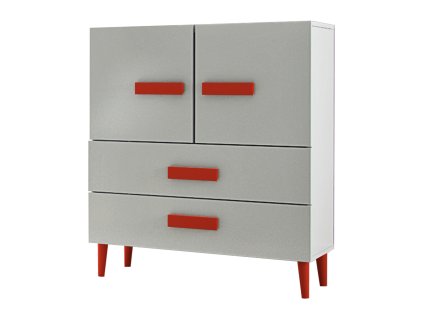 Komoda Mindy 90 - biela/červená