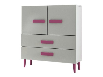 Komoda Mindy 90 - biela/ružová