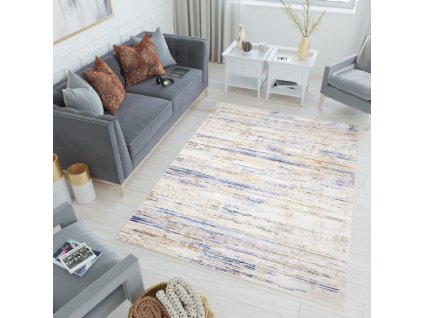 Béžovo-modrý moderný koberec Getta