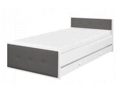 Čalúnená detská posteľ 90x200 s úložným priestorom Betty - biela / sivá
