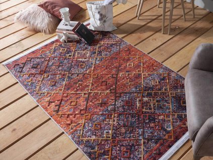 Bordový luxusný protišmykový koberec Izor