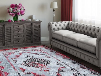 Sivo-červený orientálny koberec Nawar