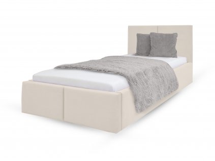 Čalúnená posteľ s úložným priestorom Izabela 90x200 - krémová