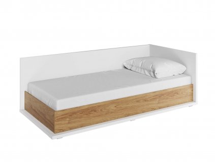 detská posteľ SIMI s matracom v kombinácii bielej a farby hikorového dreva