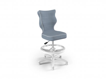Modrá ergonomická stolička Petit v dvoch rôznych rozmeroch.