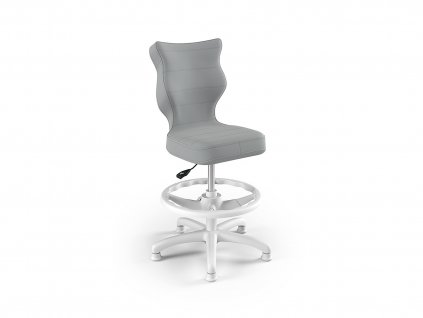 Stolička s ergonomickým tvarom Petit v sivej látke.