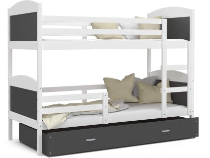 Mates biela MDF poschodová posteľ s úložným boxom 190x80