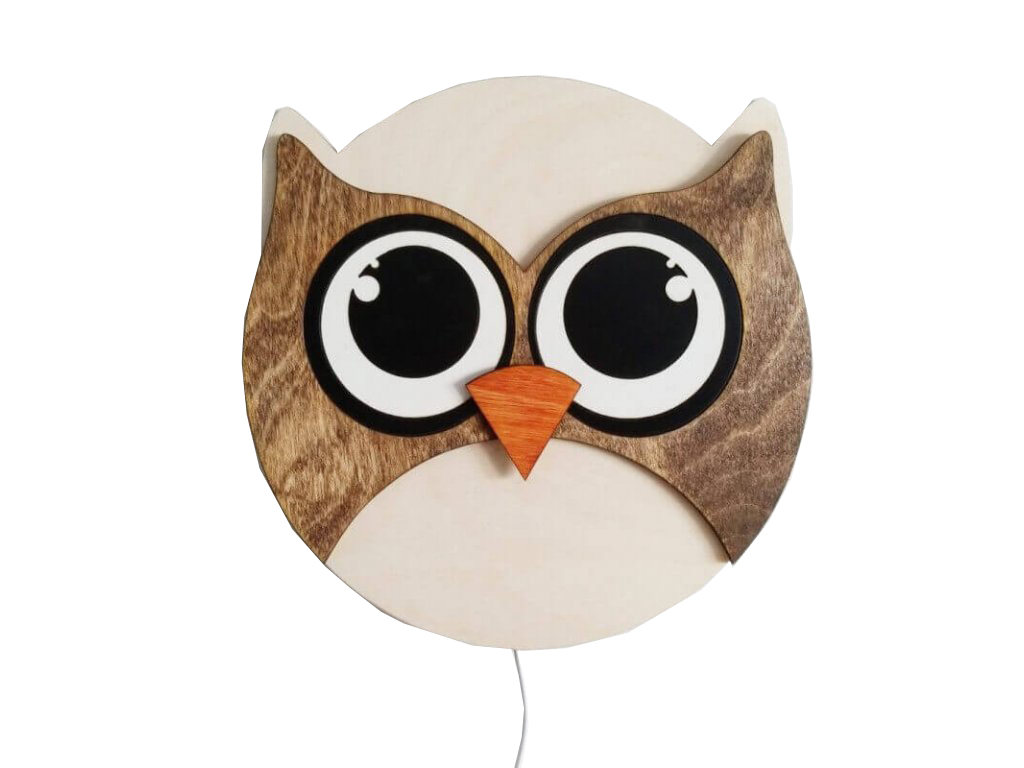 WW WW Drevená LED detská lampa SOVIČKA