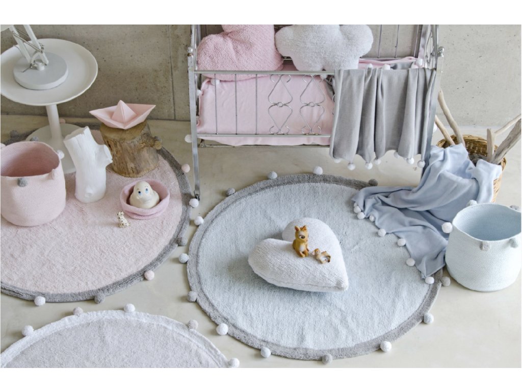 LC Ružový detský okrúhly koberec Bubbly 120 cm