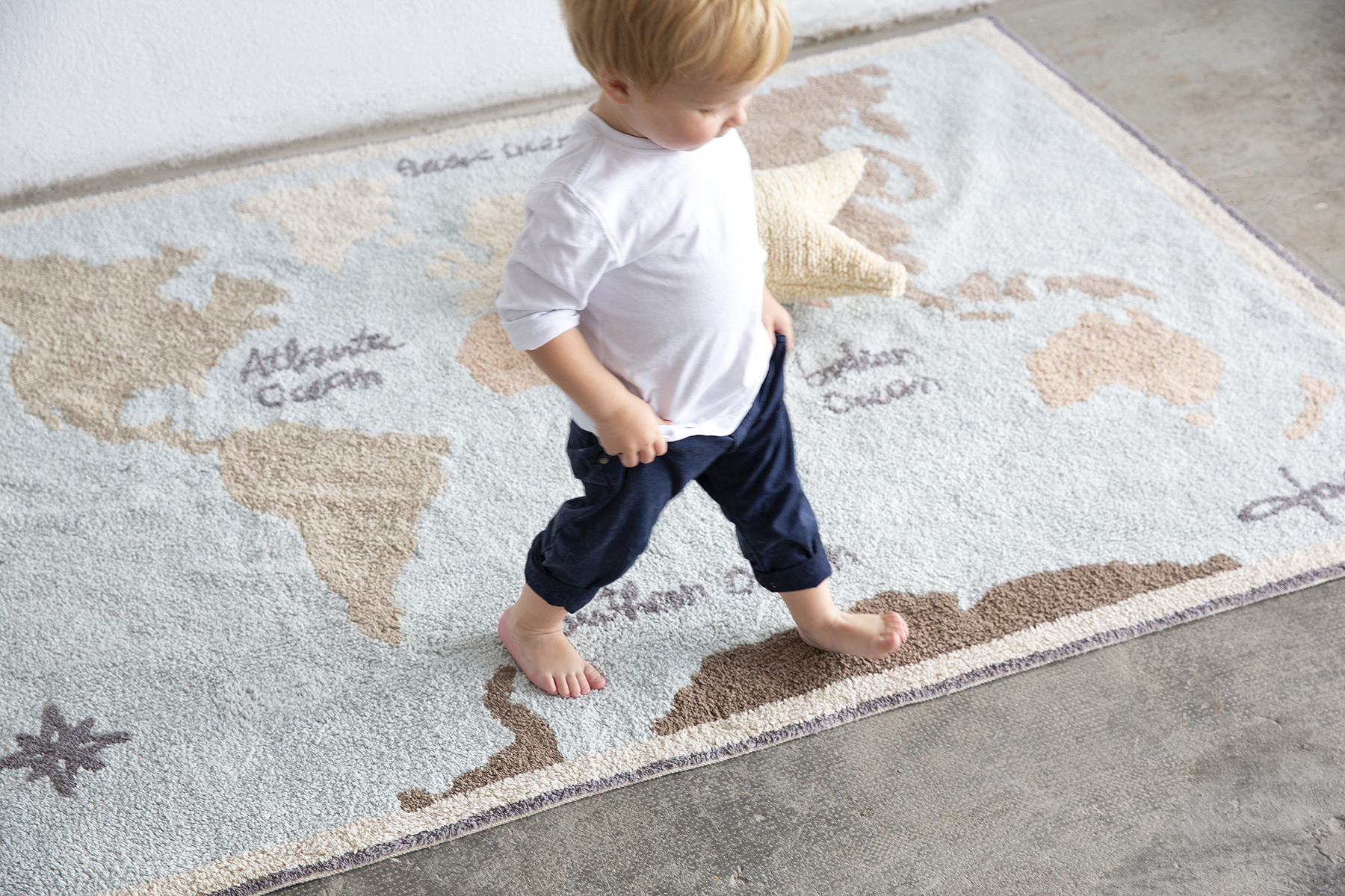 LC Vintage koberec do detskej izby Mapa Oceán 140x200