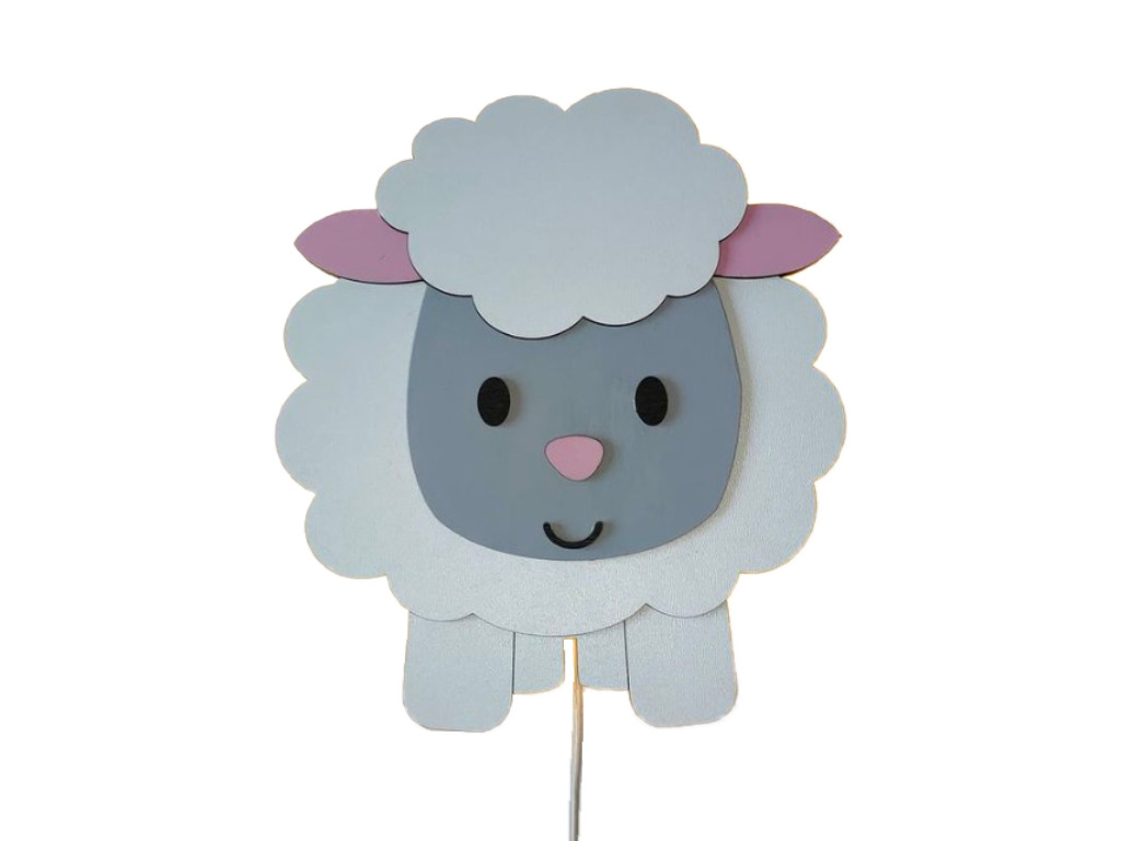 WW WW Drevená LED detská lampa OVEČKA