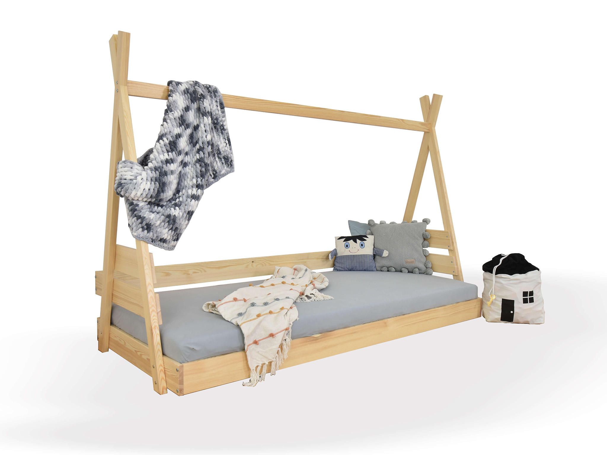 DL Detská drevená posteľ domček Teepee - 2 veľkosti - borovica Rozmer: 80x190
