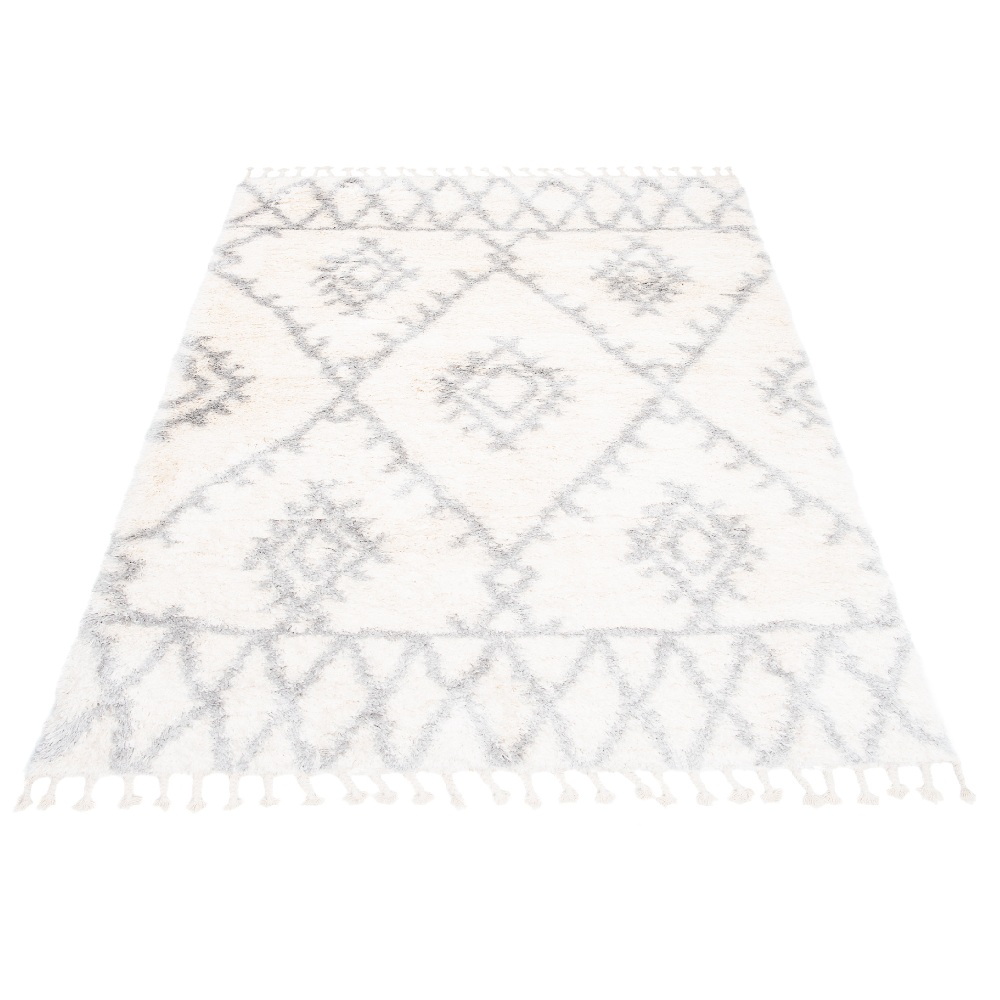 TA Bielo-sivý škandinávsky shaggy koberec Lumi Rozmer: 60x100 cm