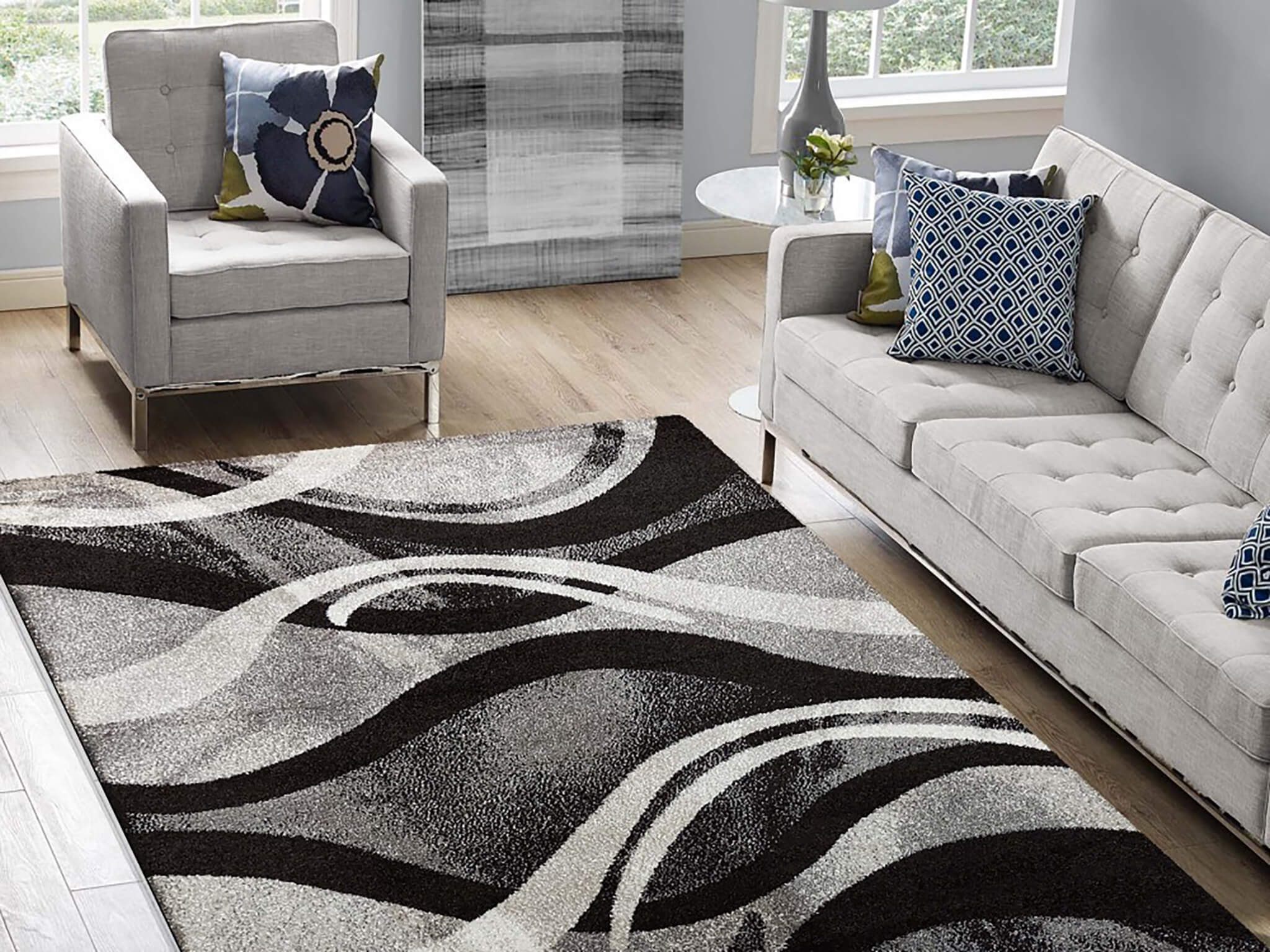 DY Sivo-čierny vzorovaný koberec Near Rozmer: 240x330 cm