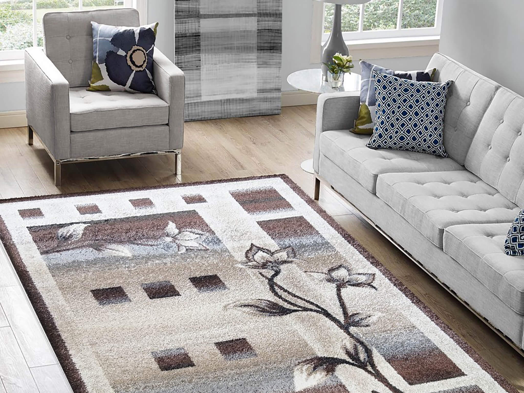 DY Hnedý kvetovaný koberec Ariu Rozmer: 80x150 cm