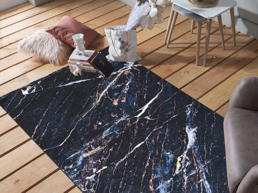 DY Čierny abstraktný koberec Hulst Rozmer: 80x150 cm