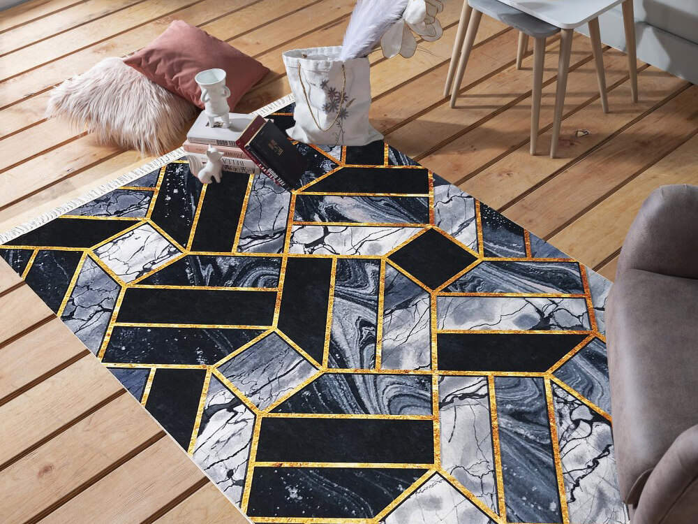 DY Čierny vzorovaný koberec Pons Rozmer: 80x150 cm