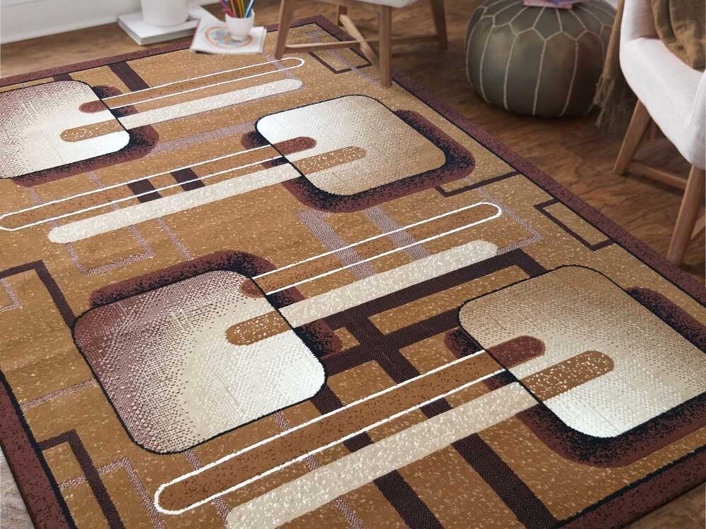 DY Hnedý vzorovaný retro koberec Alf Rozmer: 400 x 500 cm