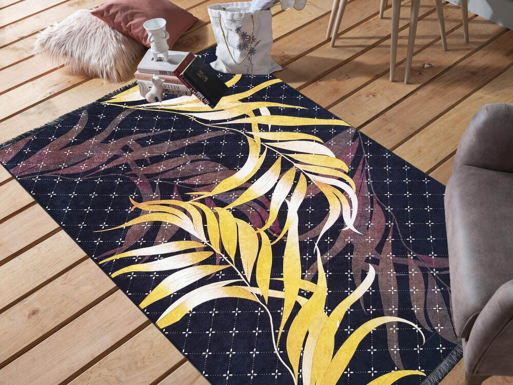 DY Čierny kvetovaný koberec Amaran Rozmer: 80x150 cm