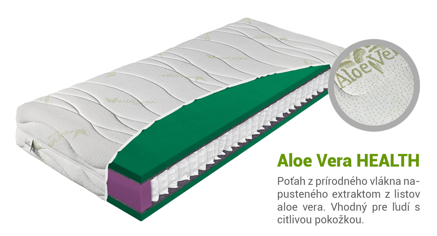 Materasso Matrac Zion AloeVera 90x200 Poťah: AloeVera