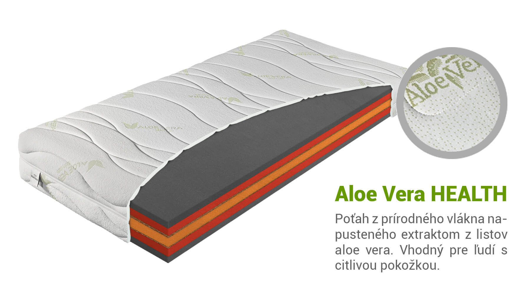 Materasso Antibakteriálny matrac Bryce 100x200 Poťah: AloeVera