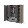 Šatníková skriňa Nelly 4D - sivá / dub artisan