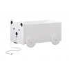 Pojazdná truhlica biely Medveď, určená ako odkladací box či hračka na hranie.