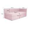 Ružová váľanda s úložným priestorom Teodor 90x200 rozmery