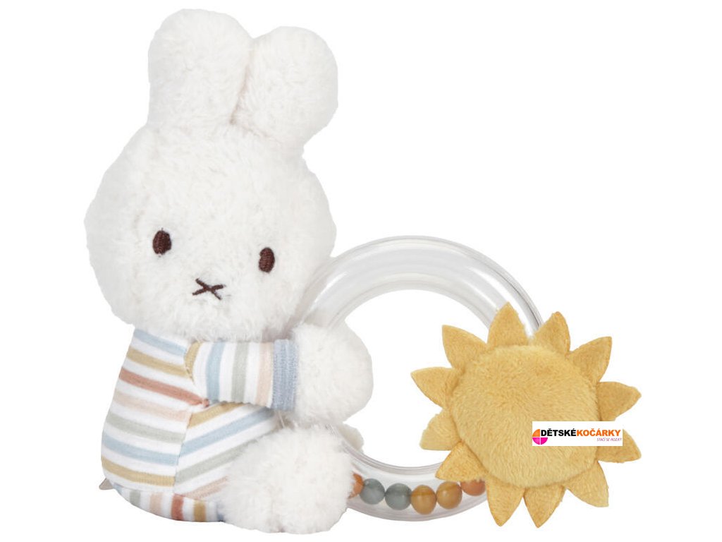 Chrastítko s korálky LITTLE DUTCH Králíček Miffy 2024, vintage proužky