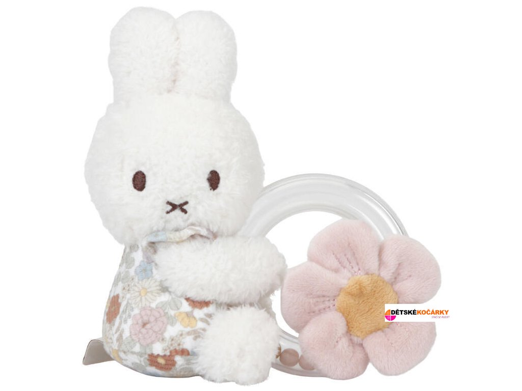 Chrastítko s korálky LITTLE DUTCH Králíček Miffy 2024, vintage kytičky