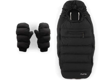 Fusak s rukavicemi NUNA winter stroller set footmuff & gloves w/bag 2024, black