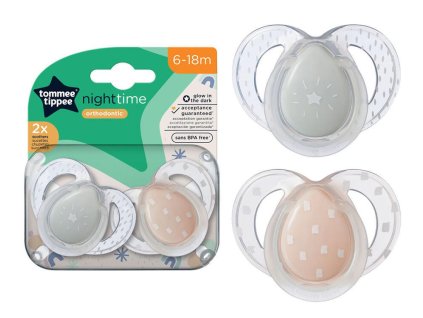 Šidítko silikon TOMMEE TIPPEE Night 6-18m, 2ks 2025