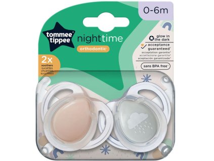 Šidítko silikon TOMMEE TIPPEE Night Růž./Modrá 0-6m, 2ks 2025