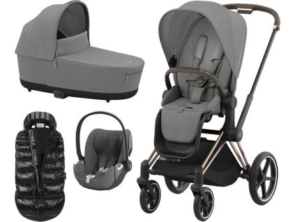 Kočárek CYBEX Set Priam Rosegold Seat Pack 2024 včetně Cloud T i-Size PLUS + ZDARMA Zimní fusak, off white  + ZDARMA Zimní fusak