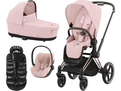 Kočárek CYBEX Set Priam Rosegold Seat Pack 2024 včetně Cloud T i-Size PLUS + ZDARMA Zimní fusak, peach pink  + ZDARMA Zimní fusak
