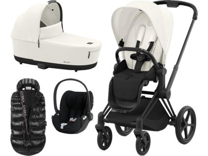 Kočárek CYBEX Set Priam Matt Black Seat Pack 2024 včetně Cloud T i-Size PLUS + ZDARMA Zimní fusak, off white  + ZDARMA Zimní fusak