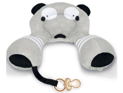 Nákrčník JANÉ do autosedačky s úchytem na šidítko 1-18m, panda - šedý